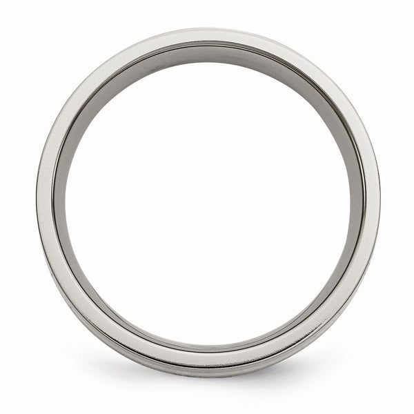 Titanium 14k Yellow Inlay Flat 6mm Polished Band