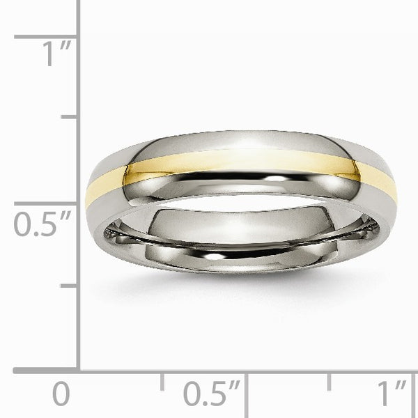 Titanium 14k Yellow Inlay 5mm Polished Band