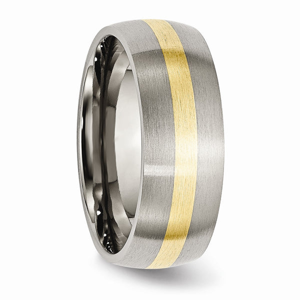 Titanium 14k Yellow Inlay 8mm Brushed Band