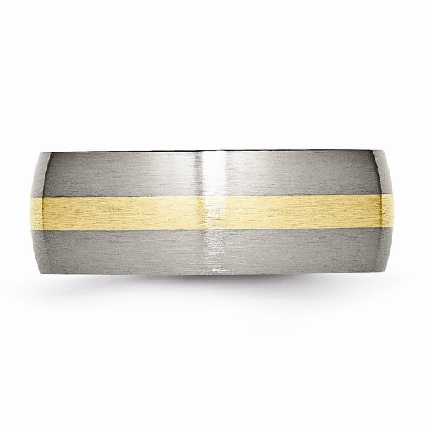 Titanium 14k Yellow Inlay 8mm Brushed Band