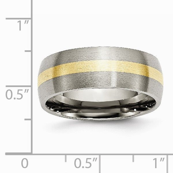 Titanium 14k Yellow Inlay 8mm Brushed Band