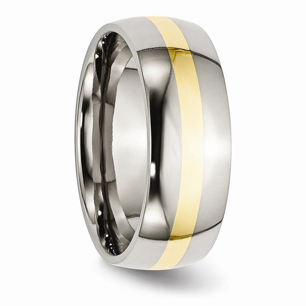 Titanium 14k Yellow Inlay 8mm Polished Band