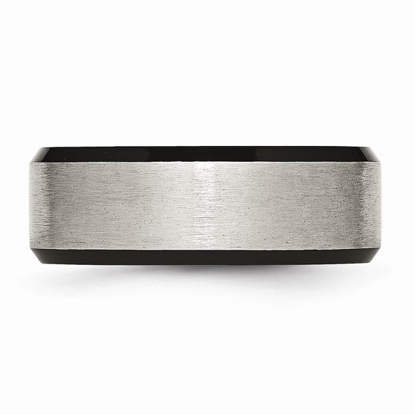 Titanium Beveled Edge Black IP-plated 8mm Brushed Center Band