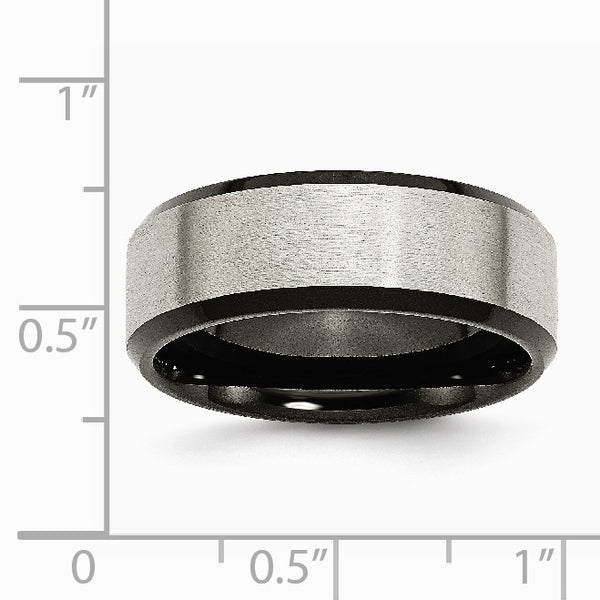 Titanium Beveled Edge Black IP-plated 8mm Brushed Center Band