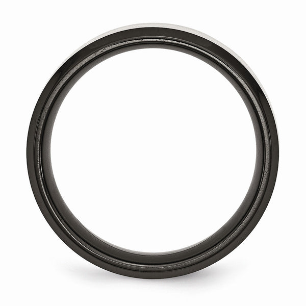 Titanium Beveled Edge Black IP-plated 8mm Brushed Center Band