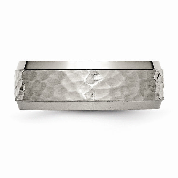 Titanium 8mm Beveled Edge Hammered and Polished Band