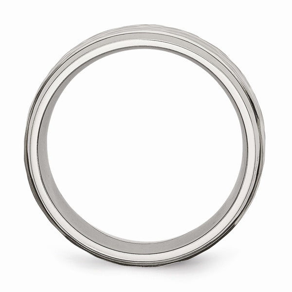 Titanium 8mm Beveled Edge Hammered and Polished Band