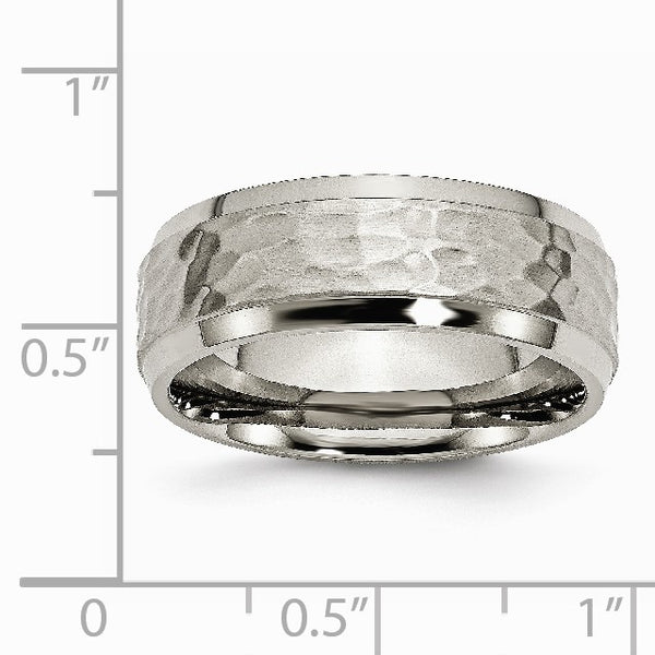Titanium 8mm Beveled Edge Hammered and Polished Band