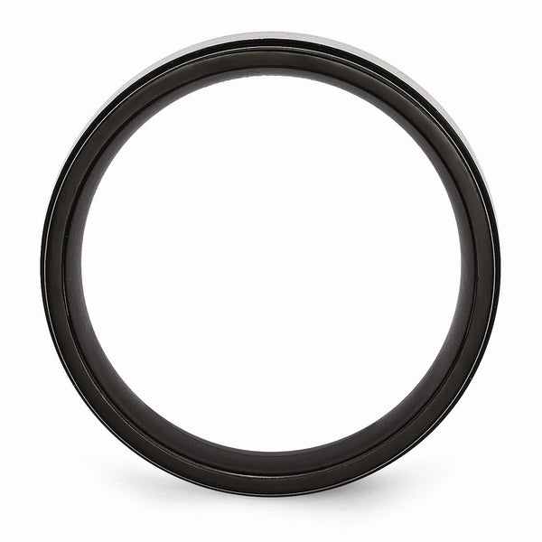 Titanium Beveled Edge 8mm Black IP-plated Satin and Polished Band