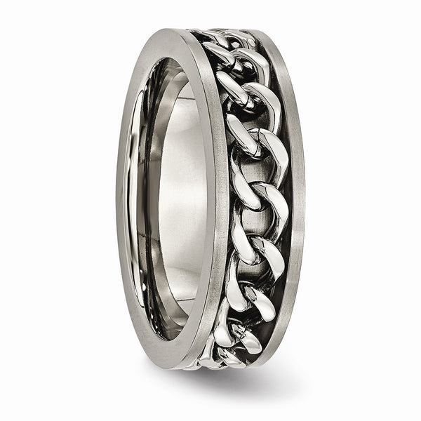 Titanium 7mm Chain Inlay Brushed Band