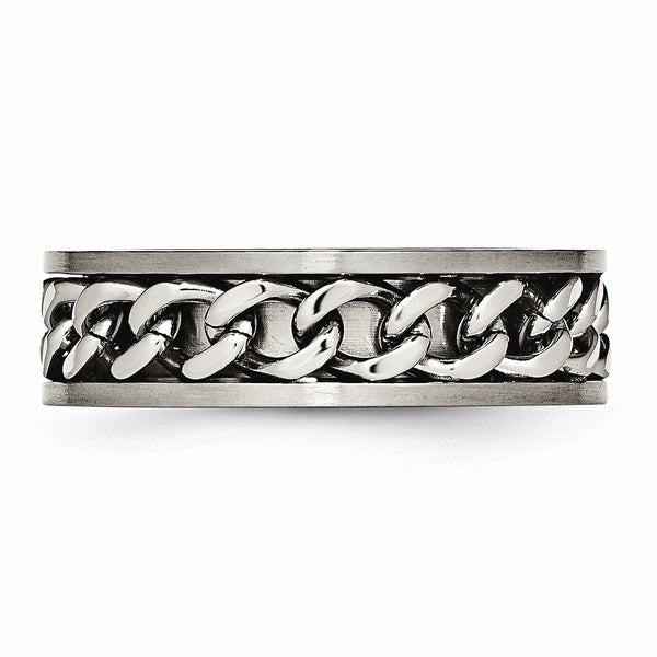 Titanium 7mm Chain Inlay Brushed Band