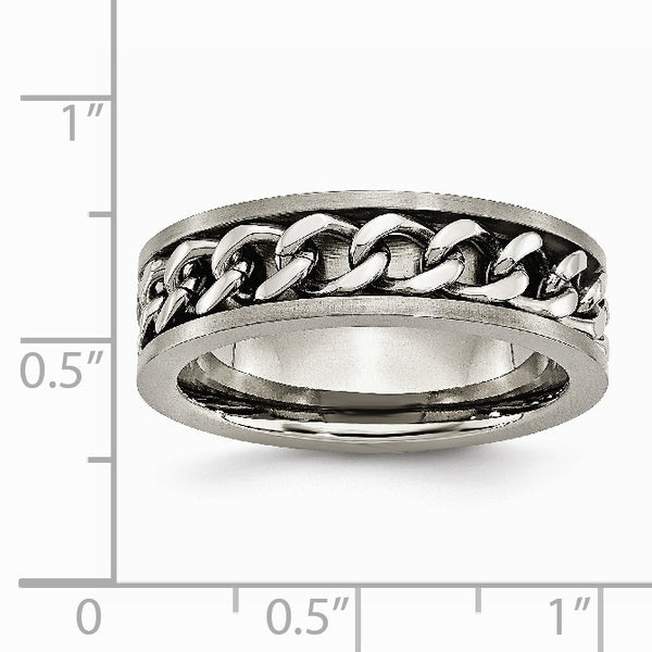 Titanium 7mm Chain Inlay Brushed Band
