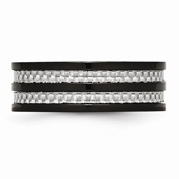Titanium 8mm Black IP-plated with Carbon Fiber Inlay Polished Band
