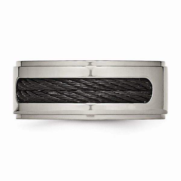 Titanium Black IP-plated Cables w/Diamond 10mm Polished Band