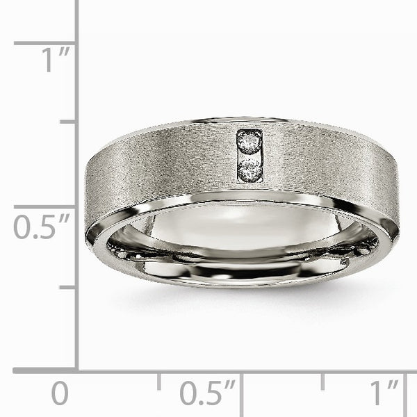 Titanium Satin & Polished with Diamonds 7mm Band