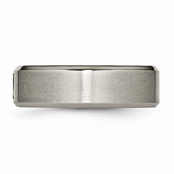 Titanium Satin & Polished with Diamonds 7mm Band
