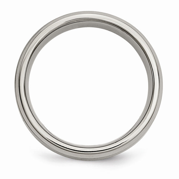 Titanium Satin & Polished with Diamonds 7mm Band