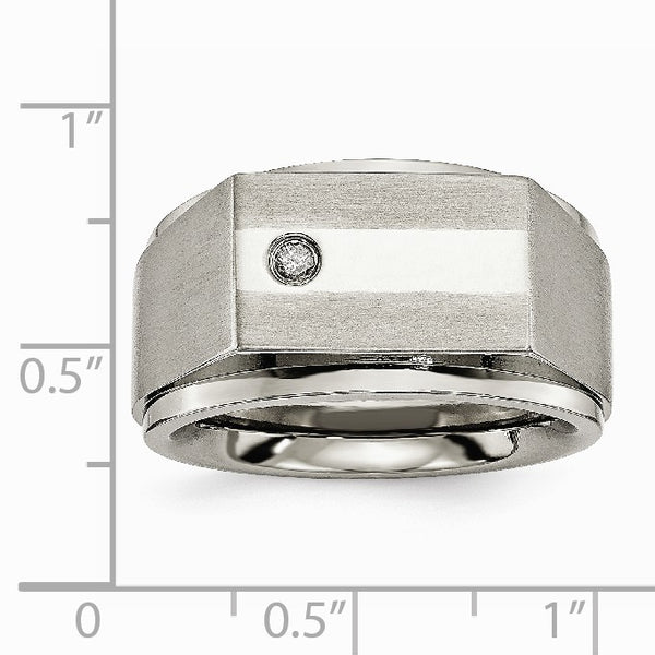Titanium Satin & Polished Diamond Band