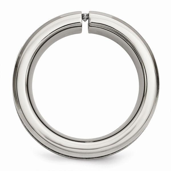 Titanium Black IP-plated Cable and Diamonds Polished/Brushed Band