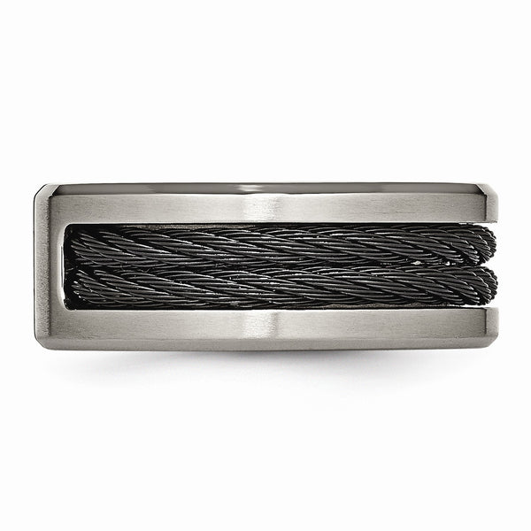 Titanium Black IP-plated Cable and Diamonds Polished/Brushed Band