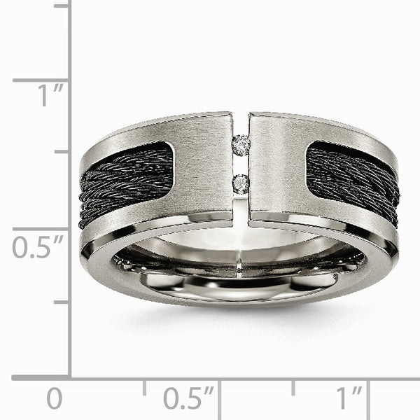 Titanium Black IP-plated Cable and Diamonds Polished/Brushed Band