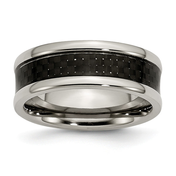 Titanium Polished Black Carbon Fiber Inlay 8mm Band