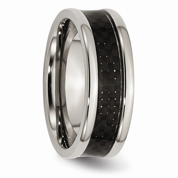 Titanium Polished Black Carbon Fiber Inlay 8mm Band