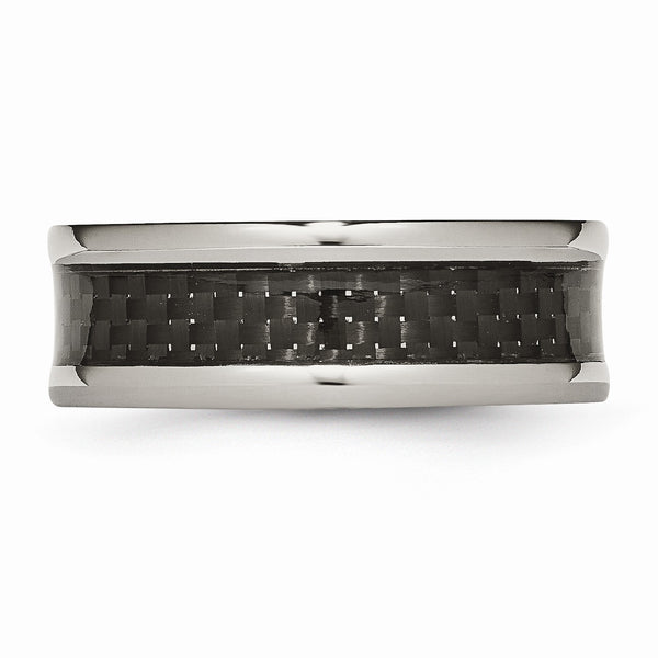 Titanium Polished Black Carbon Fiber Inlay 8mm Band