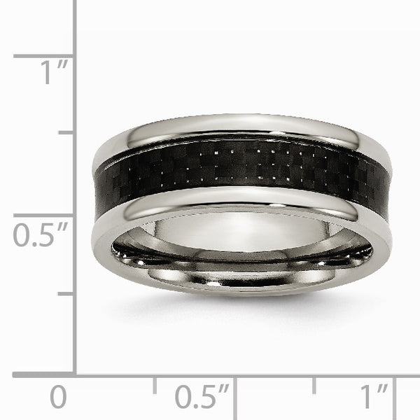 Titanium Polished Black Carbon Fiber Inlay 8mm Band