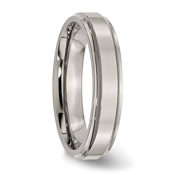 Titanium Ridged Edge 5mm Polished Band
