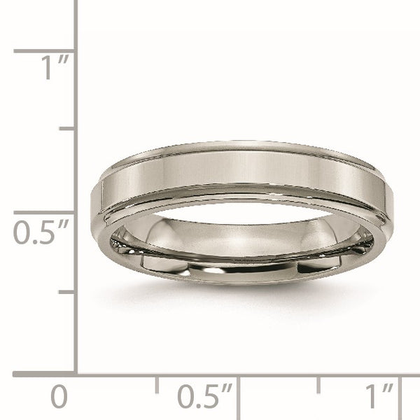 Titanium Ridged Edge 5mm Polished Band