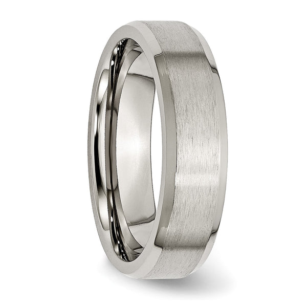 Titanium Beveled Edge 6mm Brushed and Polished Band