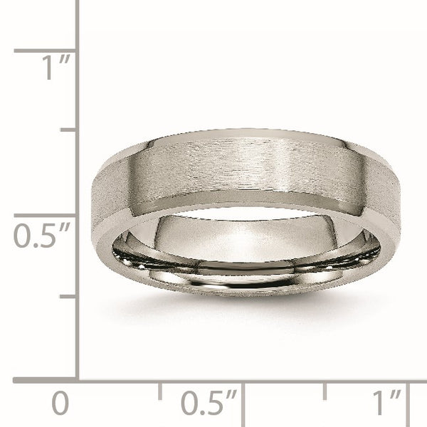 Titanium Beveled Edge 6mm Brushed and Polished Band