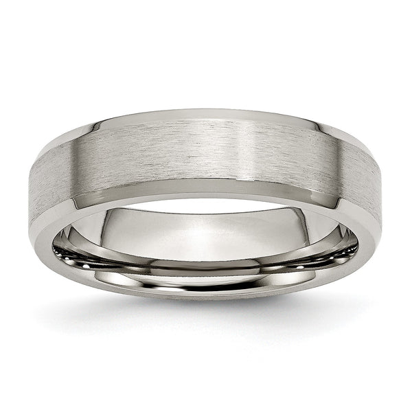 Titanium Beveled Edge 6mm Brushed and Polished Band