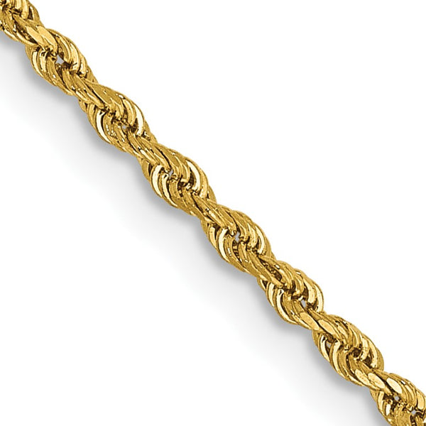 14KT Yellow Gold 20" 1.5MM Diamond-cut Lobster Clasp Rope Chain