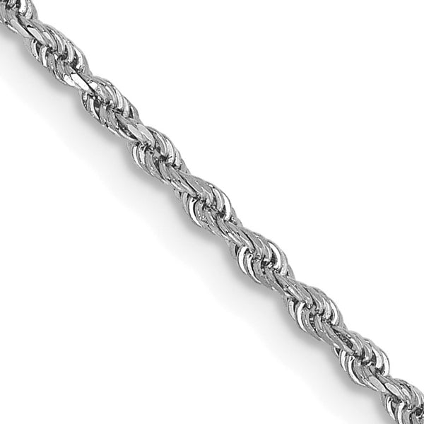 14KT White Gold 30" 1.5MM Diamond-cut Lobster Clasp Rope Chain