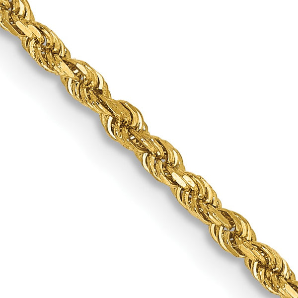 14KT Yellow Gold 16" 1.75MM Diamond-cut Lobster Clasp Rope Chain