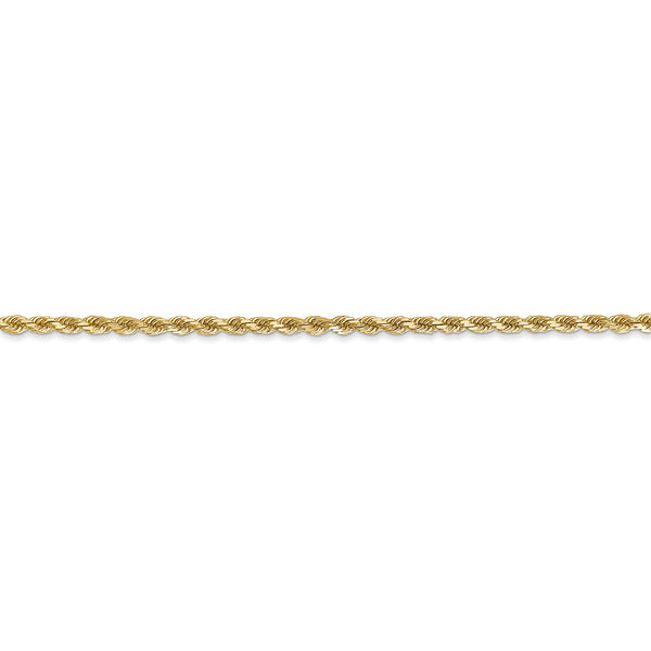 14KT Yellow Gold 22" 2MM Diamond-cut Lobster Clasp Rope Chain