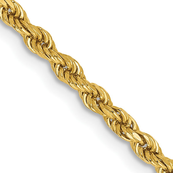 14KT Yellow Gold 18" 2.25MM Diamond-cut Lobster Clasp Rope Chain