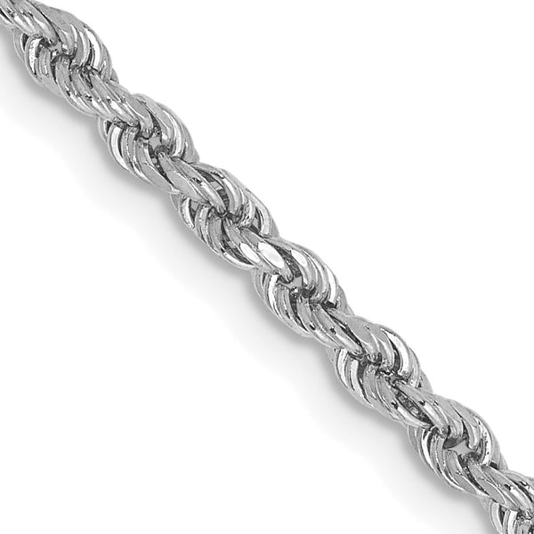 14KT White Gold 18" 2.25MM Diamond-cut Lobster Clasp Rope Chain