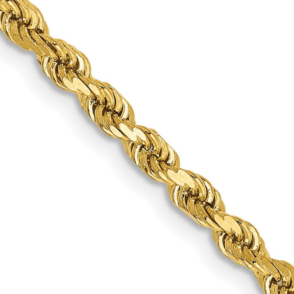 14KT Yellow Gold 16" 2.75MM Diamond-cut Lobster Clasp Rope Chain
