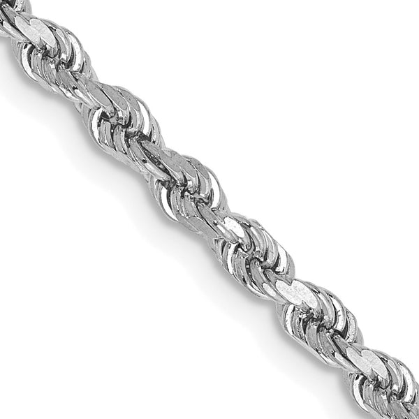 14KT White Gold 16" 2.75MM Diamond-cut Lobster Clasp Rope Chain