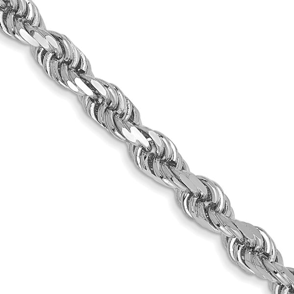 14KT White Gold 22" 3MM Diamond-cut Lobster Clasp Rope Chain