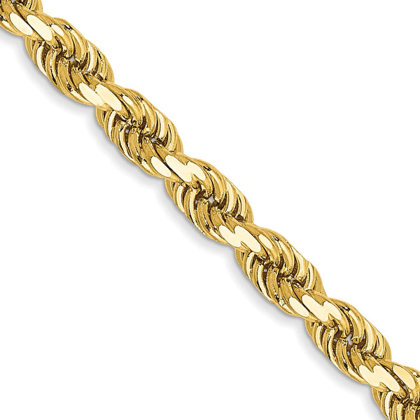 14KT Yellow Gold 30" 3.5MM Diamond-cut Lobster Clasp Rope Chain