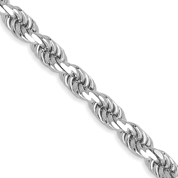 14KT White Gold 22" 3.5MM Diamond-cut Lobster Clasp Rope Chain