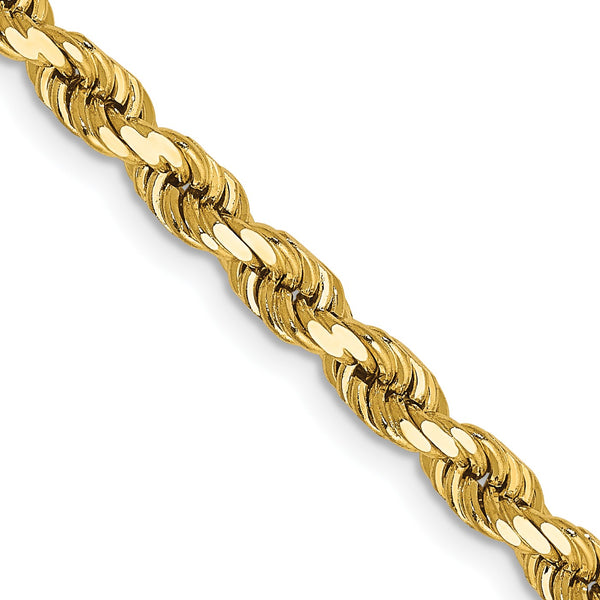 14KT Yellow Gold 16" 4MM Diamond-cut Lobster Clasp Rope Chain