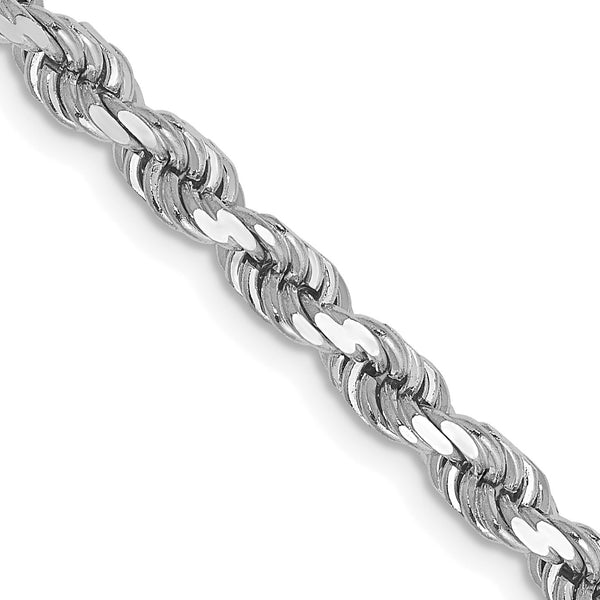 14KT White Gold 20" 4MM Diamond-cut Lobster Clasp Rope Chain