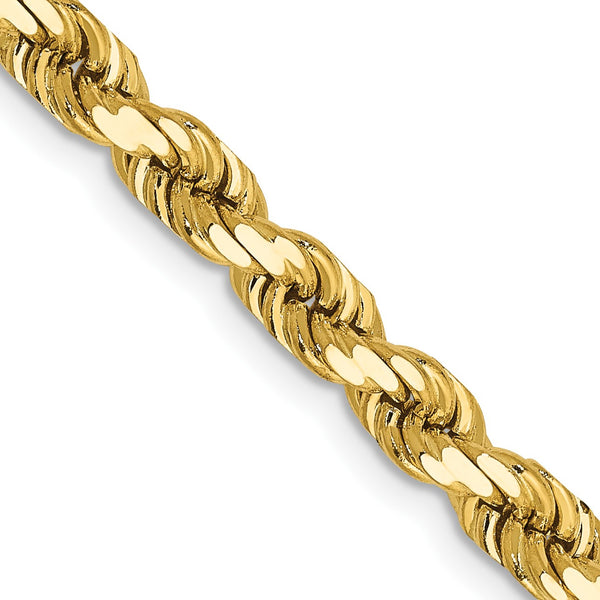 14KT Yellow Gold 30" 4.5MM Diamond-cut Lobster Clasp Rope Chain
