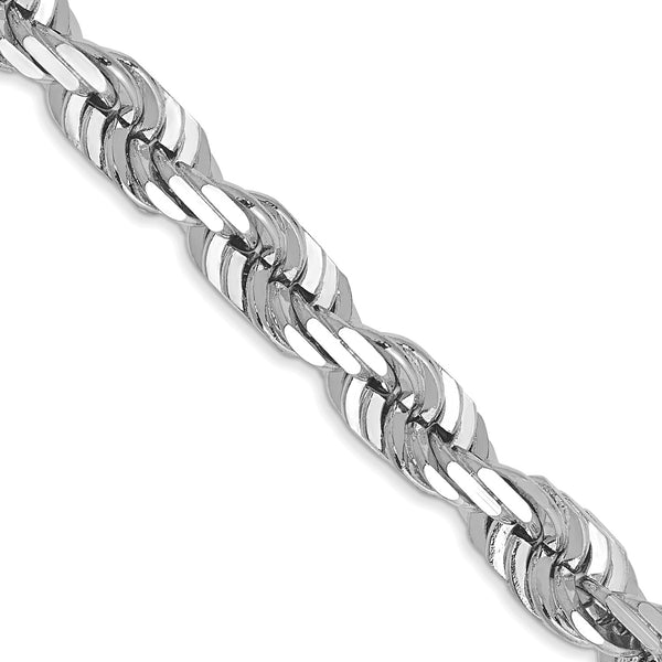 14KT White Gold 24" 5.5MM Diamond-cut Lobster Clasp Rope Chain