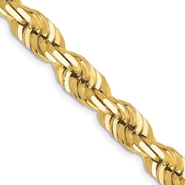14KT Yellow Gold 22" 7MM Diamond-cut Lobster Clasp Rope Chain